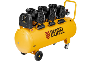 Компрессор безмасляный малошумный Denzel DLP-4500/150 (4,5 кВт ,3х1,5 кВт,150 л, 2850 об/мин,750 л/мин) арт.58146