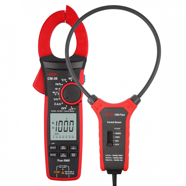 Клещи токоизмерительные RGK CM-30 с поверкой + Токовый датчик RGK CM Flex