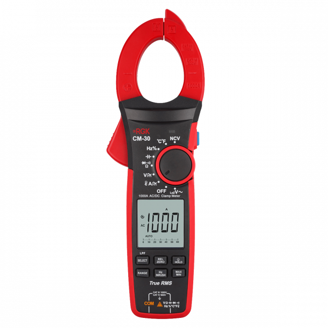 Клещи токоизмерительные RGK CM-30 с поверкой Клещи токоизмерительные RGK CM-30 с поверкой