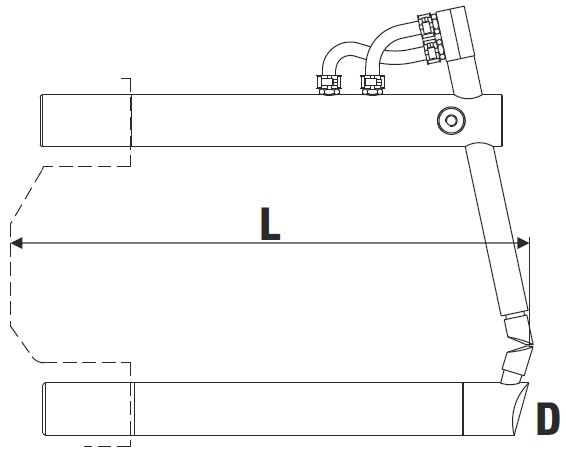 Нижнее изогнутое плечо TECNA 4869 L=650мм (тип D) для клещей TECNA 3321, 3322, 3324