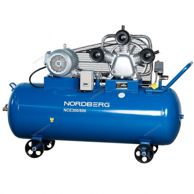 Компрессор 3-х поршневой NORDBERG NCE300/800 с ременной, чугунная головка, 380В, ресив. 300л, 800л/мин Компрессор 3-х поршневой NORDBERG NCE300/800 с ременной, чугунная головка, 380В, ресив. 300л, 800л/мин