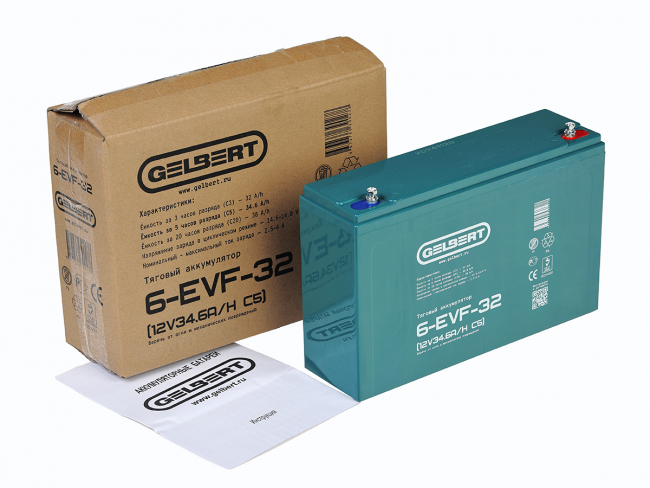 Тяговый аккумулятор Gelbert 6-EVF-32 (12V34.6A/H C5) арт.0000044