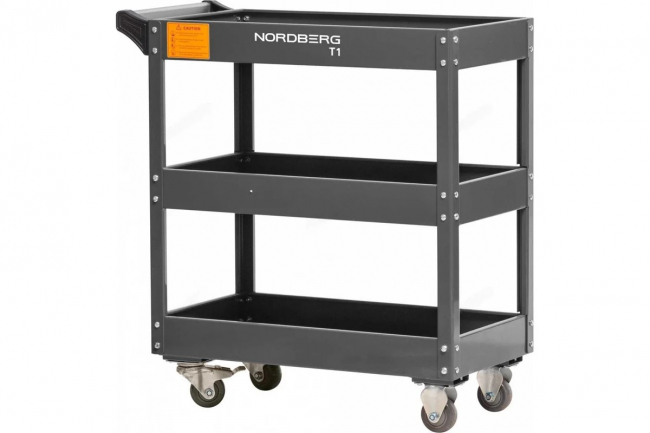 Тележка инструментальная NORDBERG T1(G) 3 полки, серая Тележка инструментальная NORDBERG T1(G) 3 полки, серая