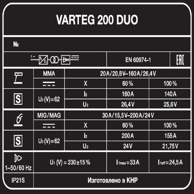 Сварочный полуавтомат Varteg 200 DUO Сварочный полуавтомат Varteg 200 DUO