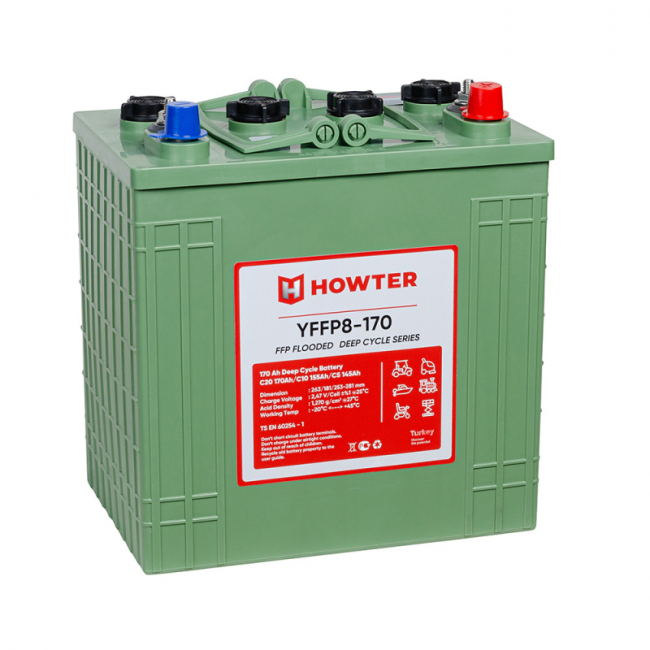 Тяговый аккумулятор HOWTER FFP 08 170 (8V / 170 Ah C20) 261*181*252(278) Тяговый аккумулятор HOWTER FFP 08 170 (8V / 170 Ah C20) 261*181*252(278)