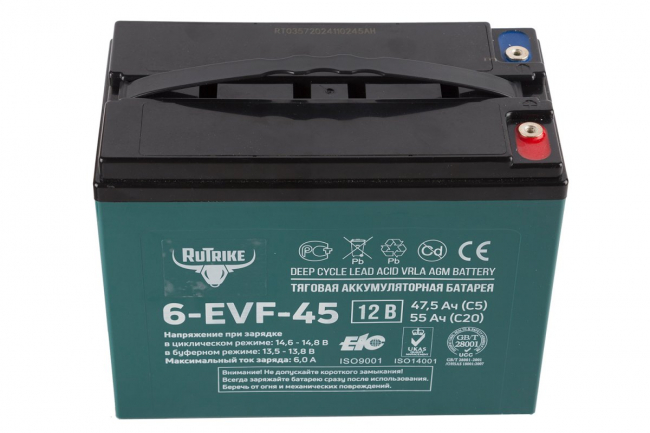 Аккумулятор тяговый Rutrike 6-EVF-45 (12V45A/H C3) арт.021663 Аккумулятор тяговый Rutrike 6-EVF-45 (12V45A/H C3) арт.021663