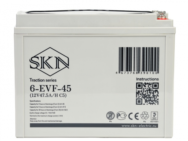 Аккумулятор тяговый SKN 6-EVF-45 (12V47.5A/H C5) арт.0000057 Аккумулятор тяговый SKN 6-EVF-45 (12V47.5A/H C5) арт.0000057