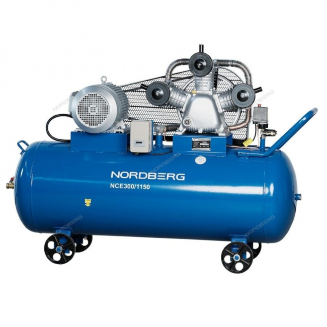 Компрессор 3-х поршневой NORDBERG   NCE300/1150  ременной, чугунная головка, 380В, ресив. 300л, 1150л/мин