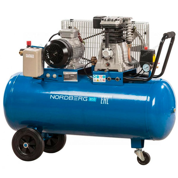 Компрессор поршневой NORDBERG ECO NCE100/400 с ременным приводом, объем 100 л Компрессор поршневой NORDBERG ECO NCE100/400 с ременным приводом, объем 100 л