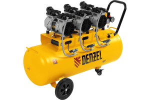 Компрессор безмасляный малошумный Denzel DLS 1800/100  (1800 Вт, 3х600, 100 л, 345 л/мин) арт.58028