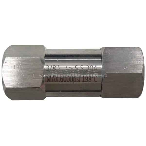 Обратный клапан  Tornado 1/4" внут. нерж. сталь. 62 mm. давление открывания 0.05 - 0.1 bar. Max. 400 bar / 90 °C арт.M-00058